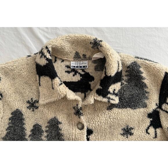 Vintage Paul Harris Design Cardigan Trees Deer Size LARGE - Picture 6 of 8